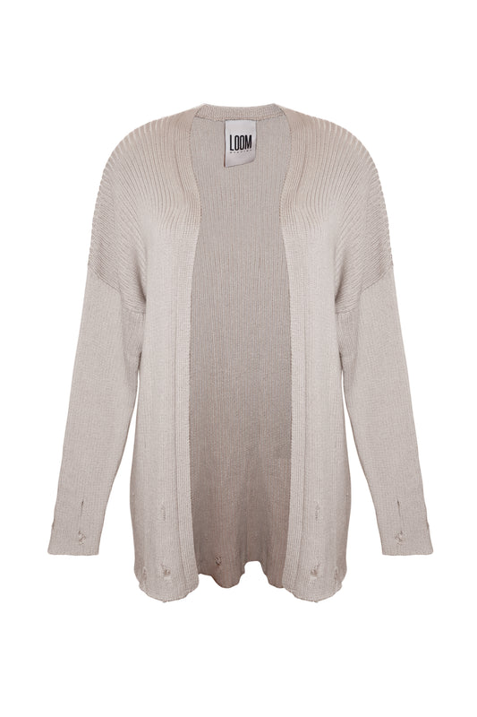 Distressed Cream Knit Cardigan