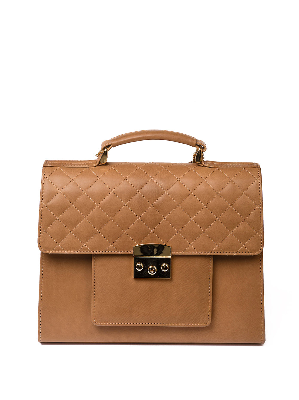 Quilted leather handbag - Camel