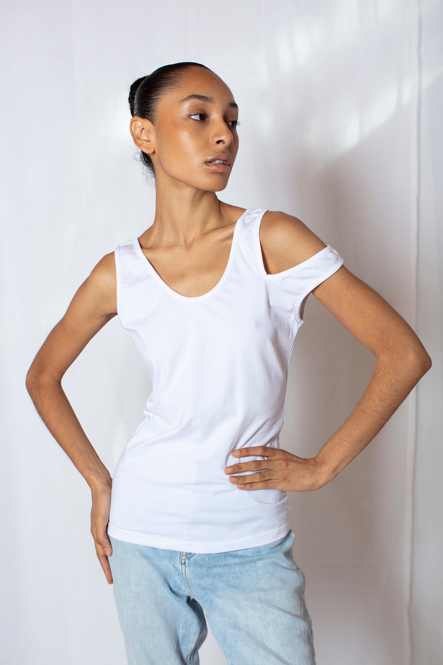 Cutout Tank Top - White