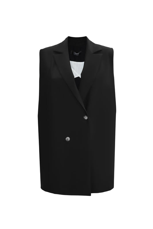 Sleeveless Blazer in Black by Zgest