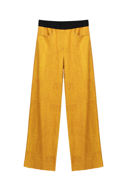 Denimlike Raised Straight Pants - Yellow