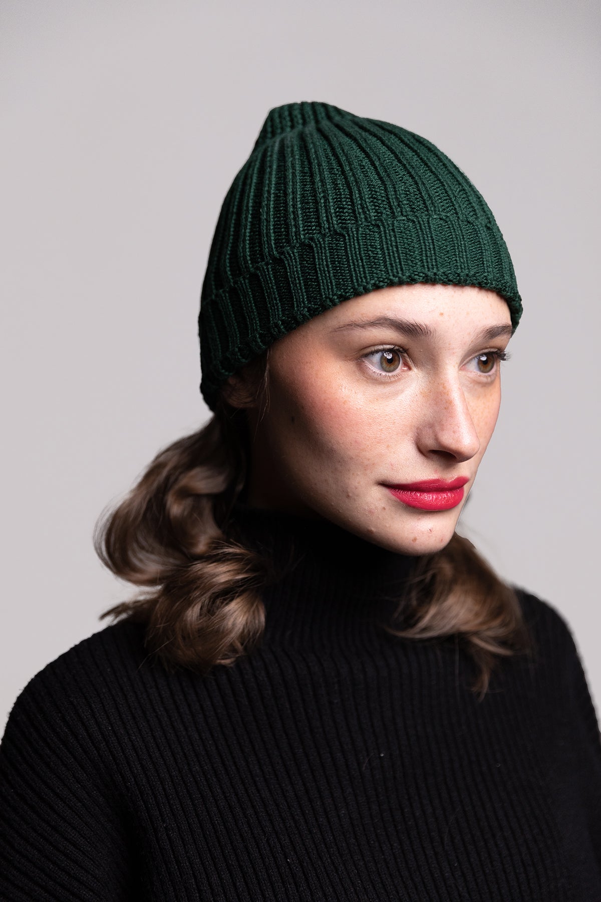 Ribbed Beanie - Green