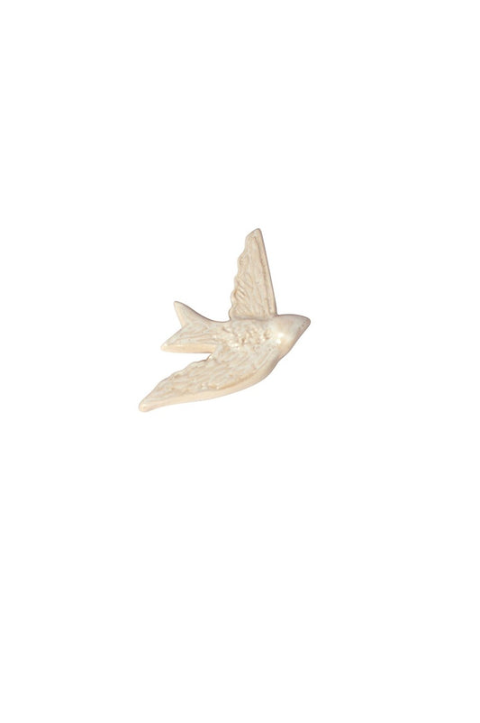 Ceramic Bird Pin - White