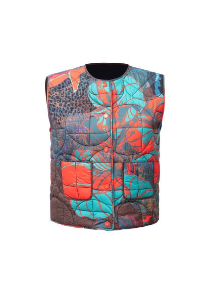 Flower Padded Reversible Vest