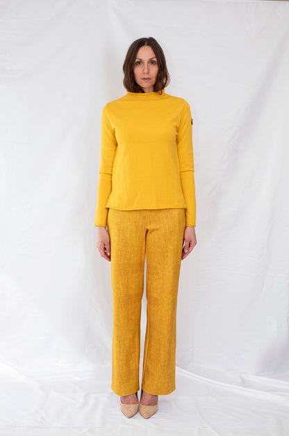 Denimlike Raised Straight Pants - Yellow