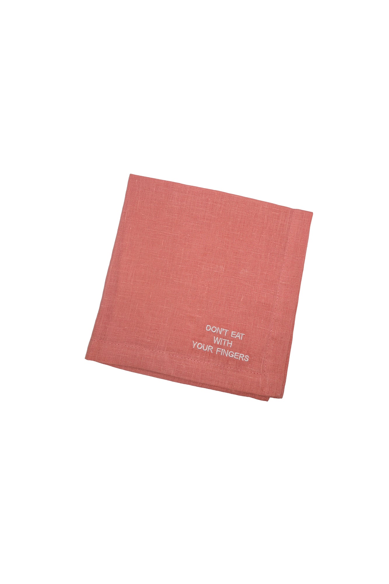 Linen Placemat with Text Embroidery - Pink