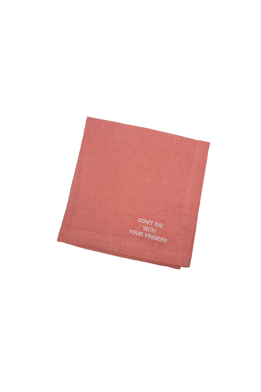 Linen Placemat with Text Embroidery - Pink