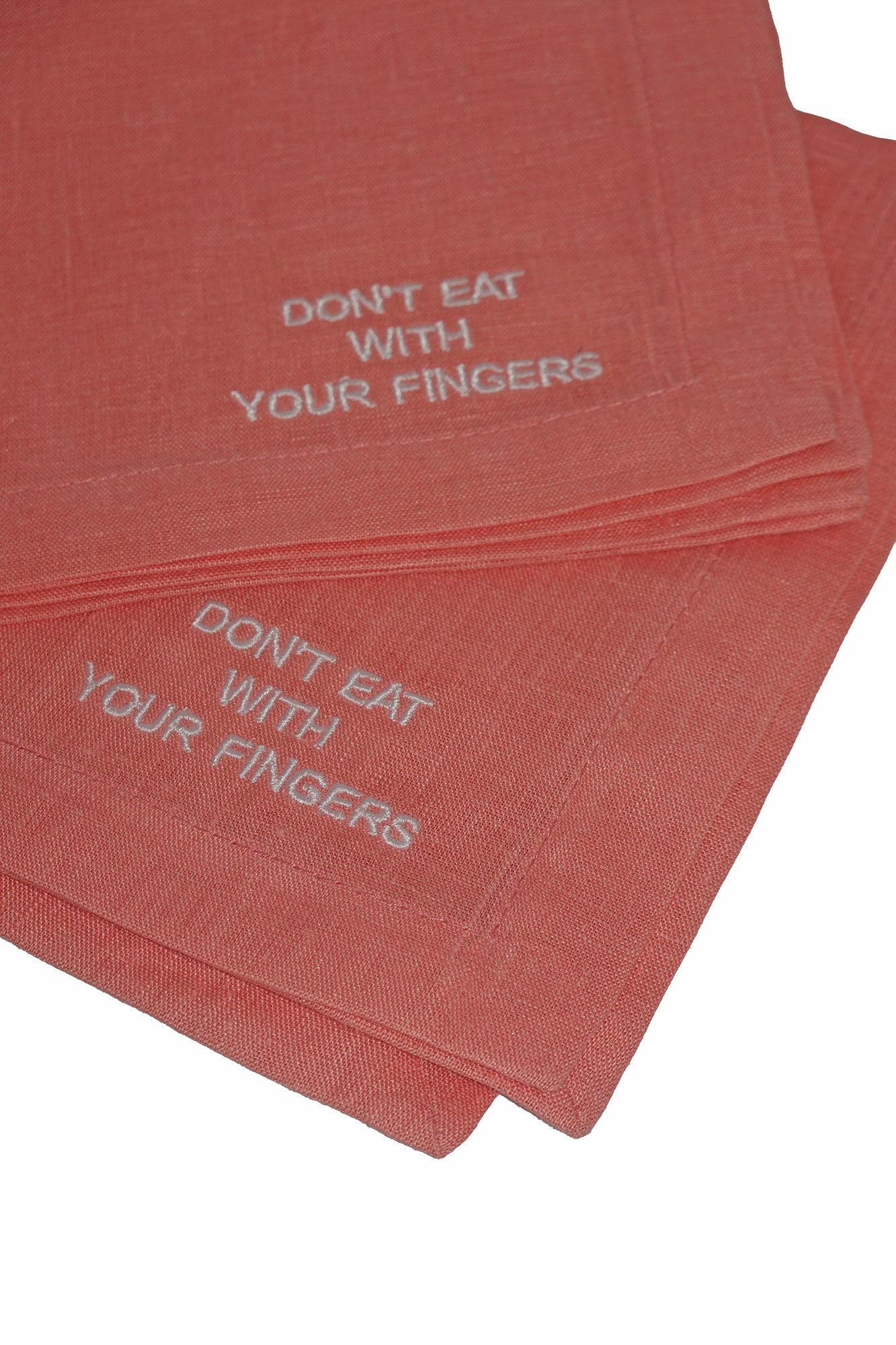 Linen Placemat with Text Embroidery - Pink