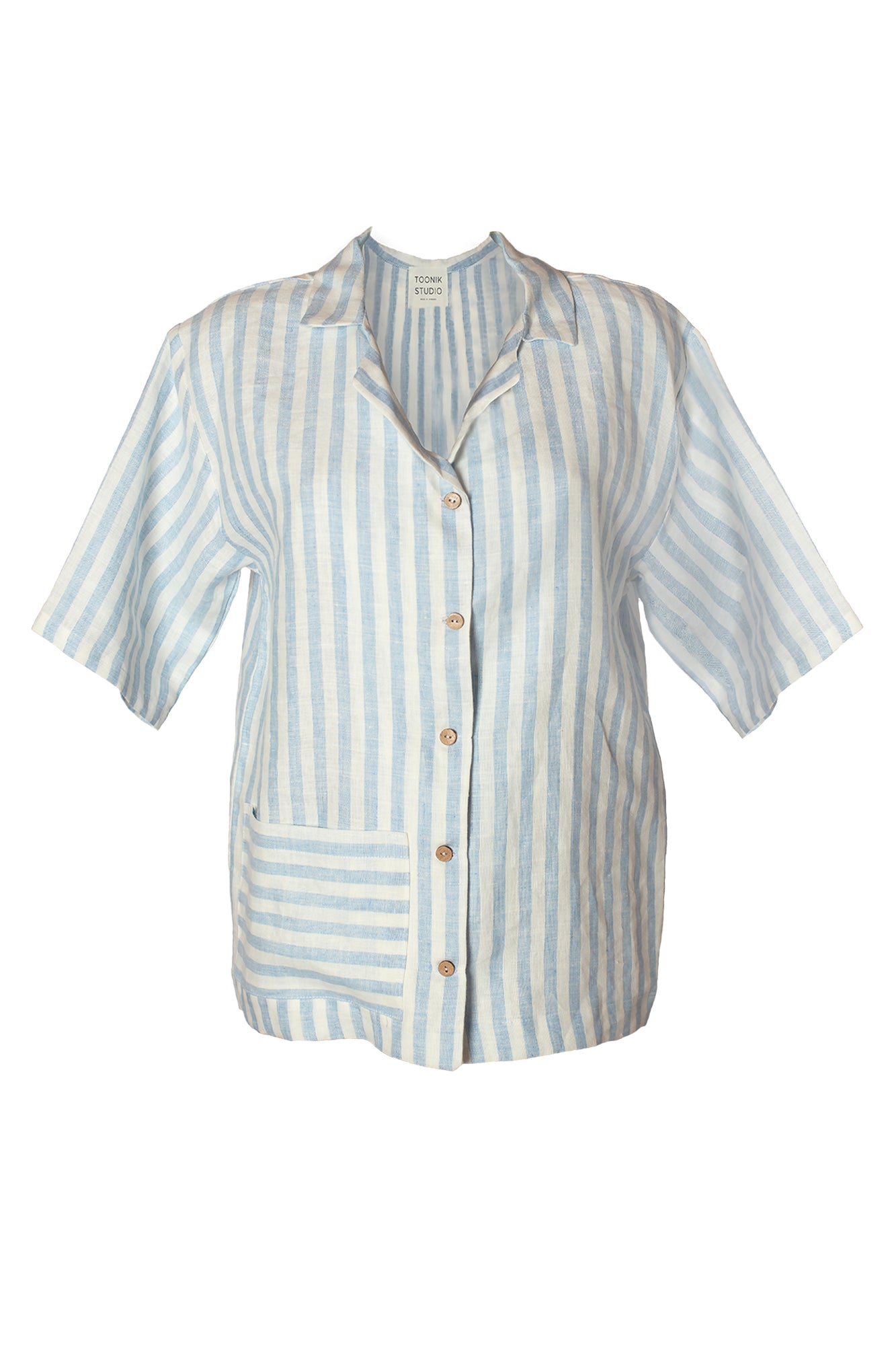 Toonik Striped Linen Shirt in Blue Stripes