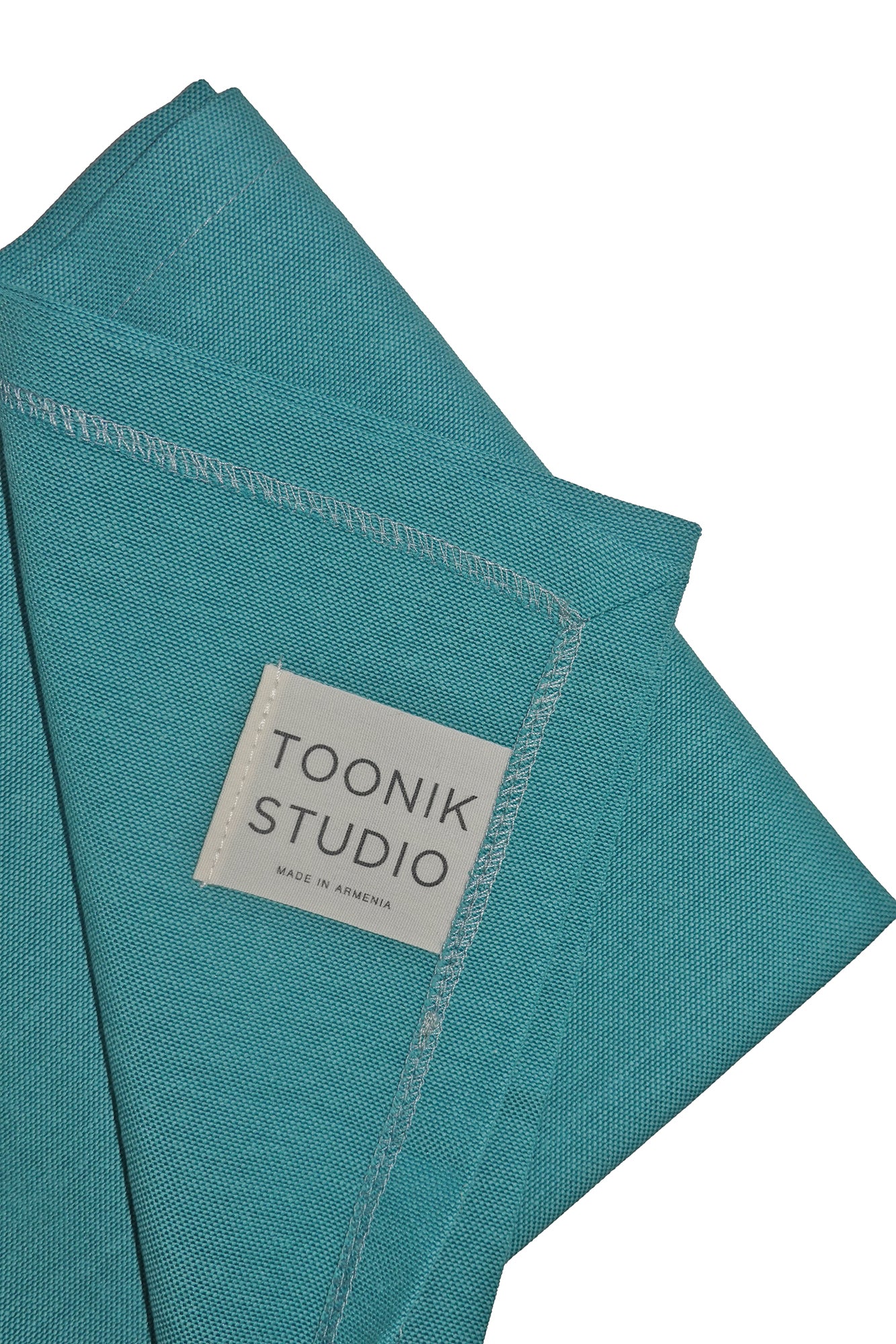 Linen Placemat with Text Embroidery - Teal