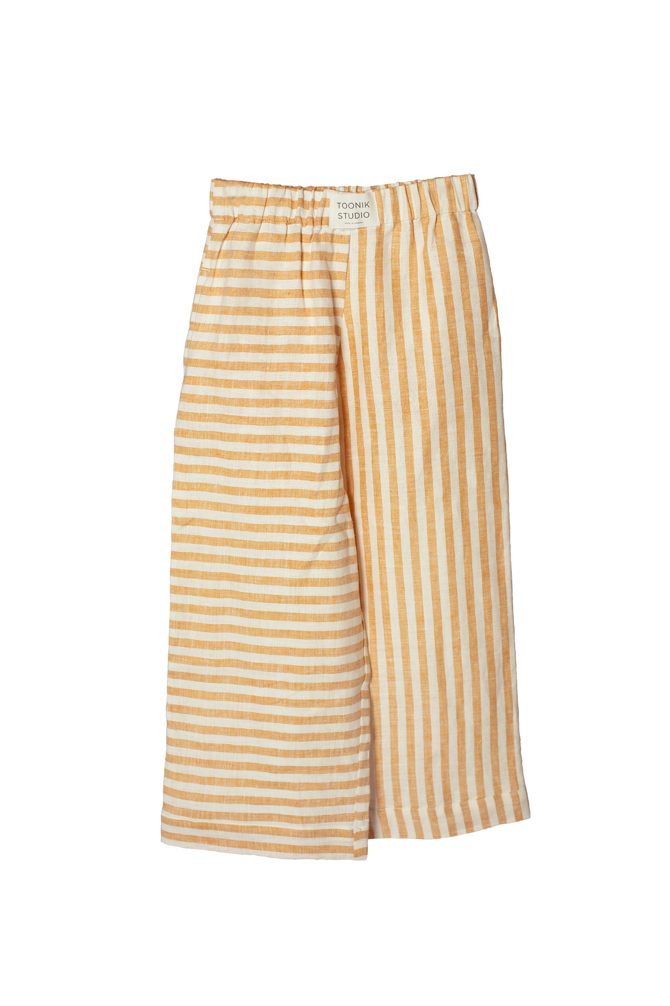 Toonik Striped Linen Culottes in Yellow Stripes