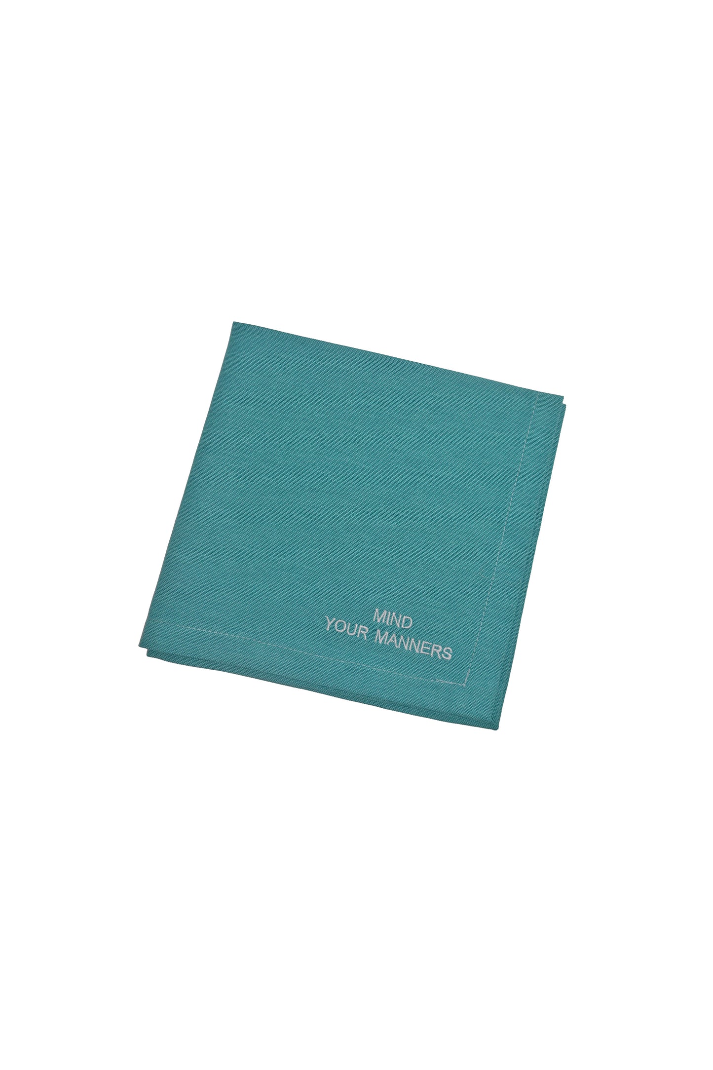 Linen Placemat with Text Embroidery - Teal