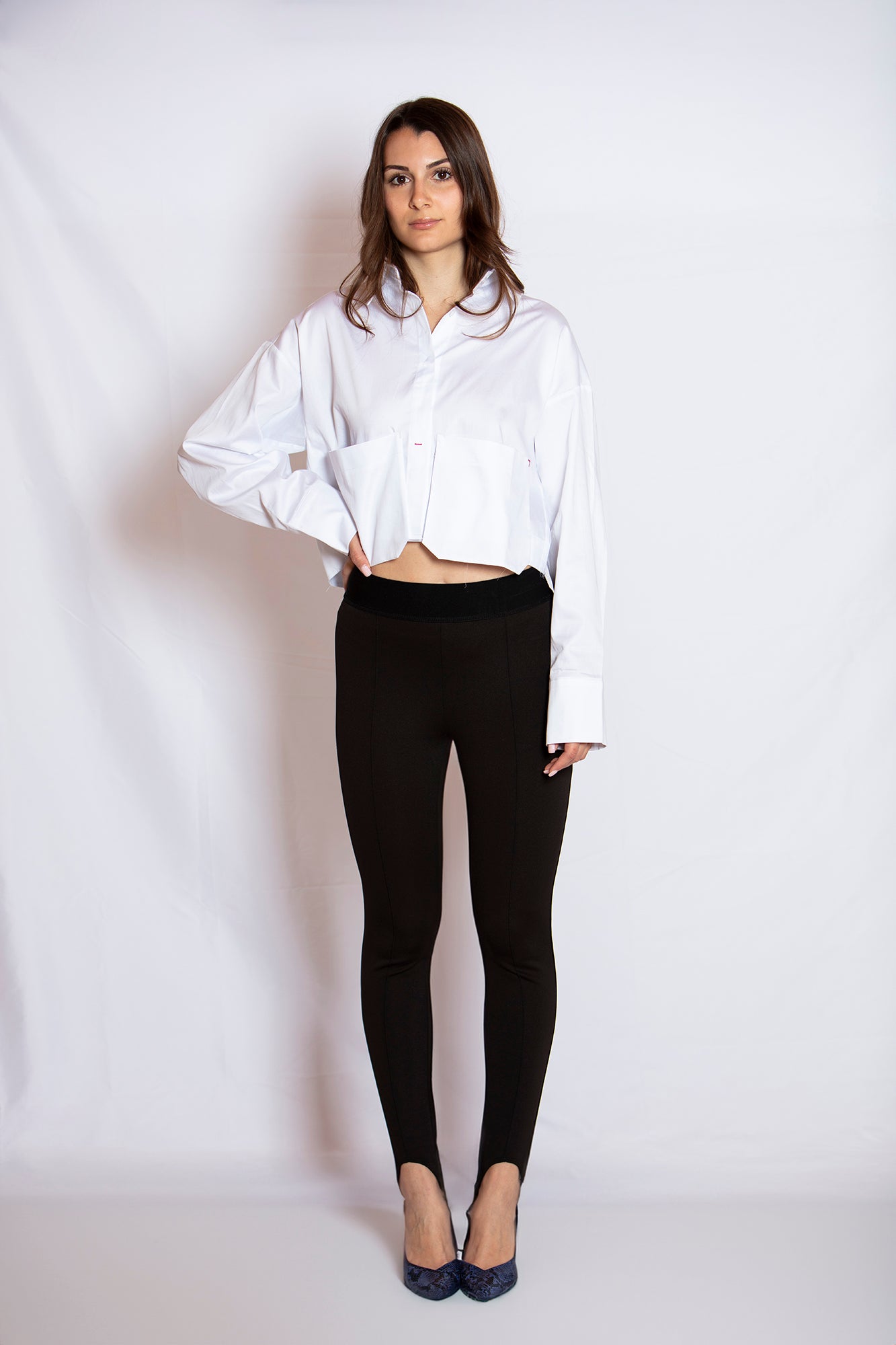 ZGEST Cropped White Shirt front