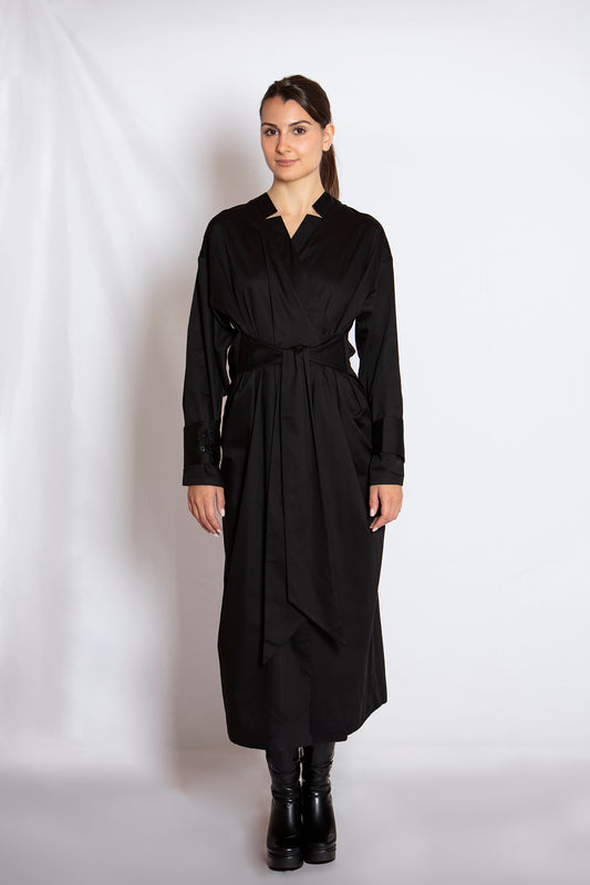 Zgest_Black Cotton Midi Dress