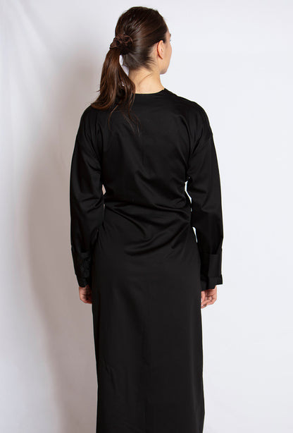 Zgest_Black Cotton Midi Dress