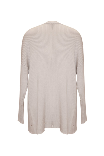 Distressed Cream Knit Cardigan - Men