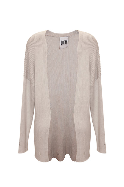 Distressed Cream Knit Cardigan - Men