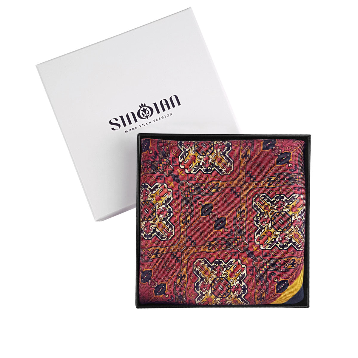 Geometric Silk Pocket Square in accessories box