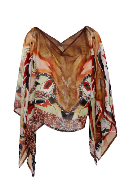 abstract printed silk kaftan