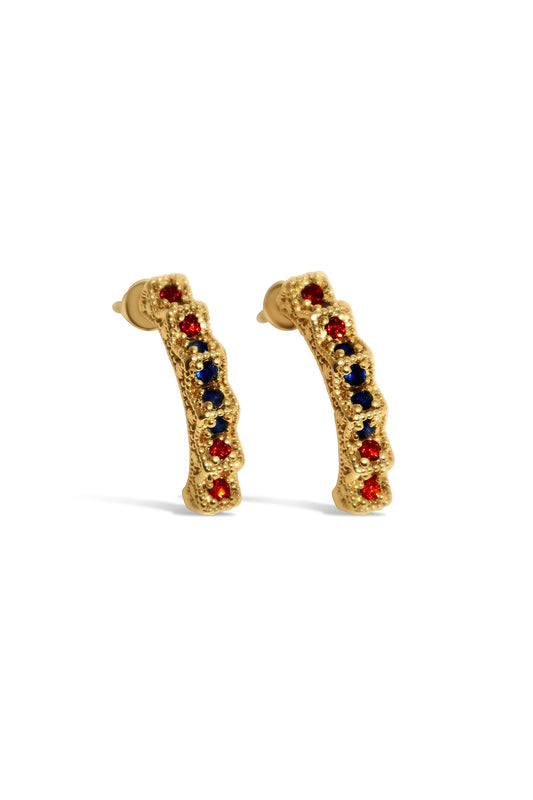 Crown Tricolor Earrings Gold