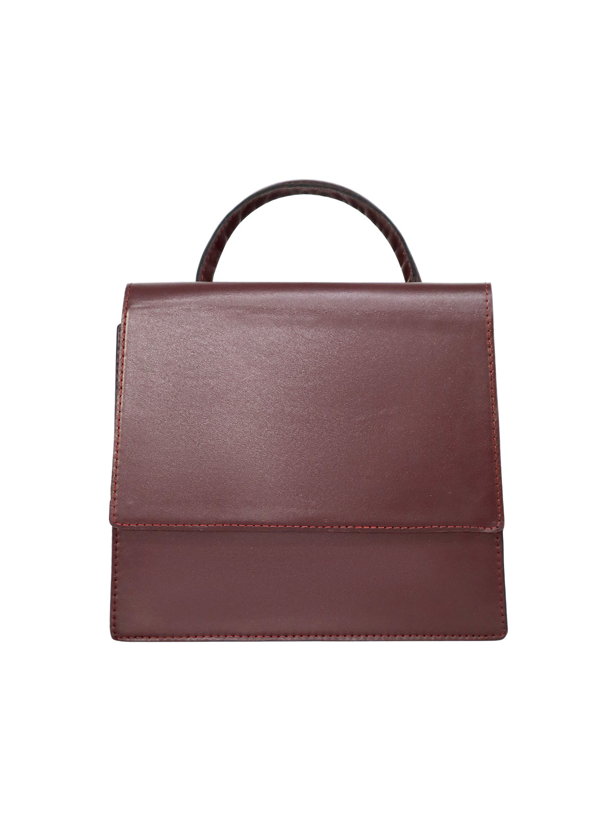 Crossbody Leather Bag - Burgundy front view