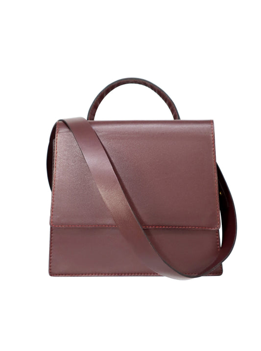 Crossbody Leather Bag - Burgundy