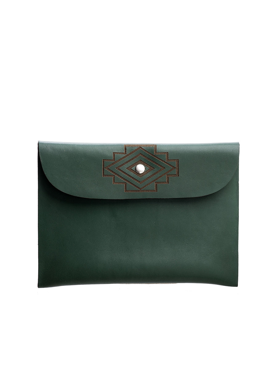 Armenian Ornament Green Leather Pouch  