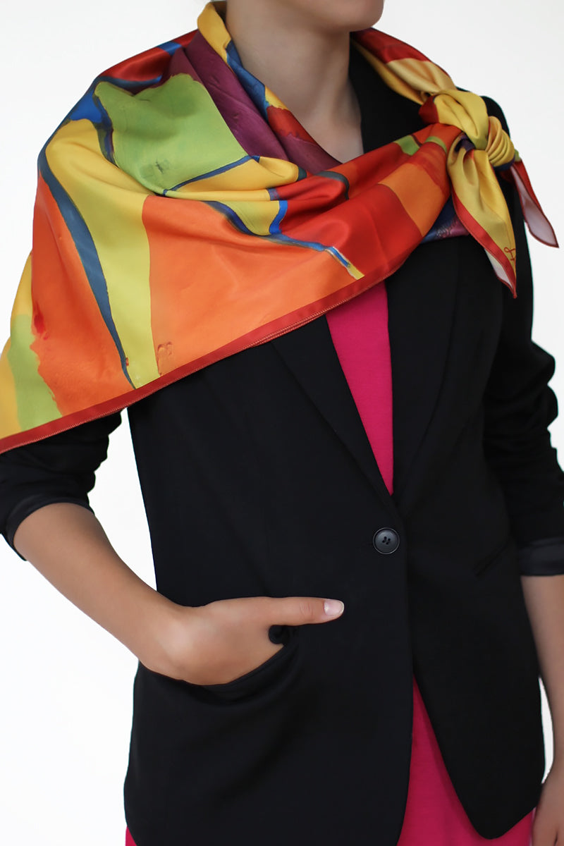 Model wearing Autumn Alley Scarf