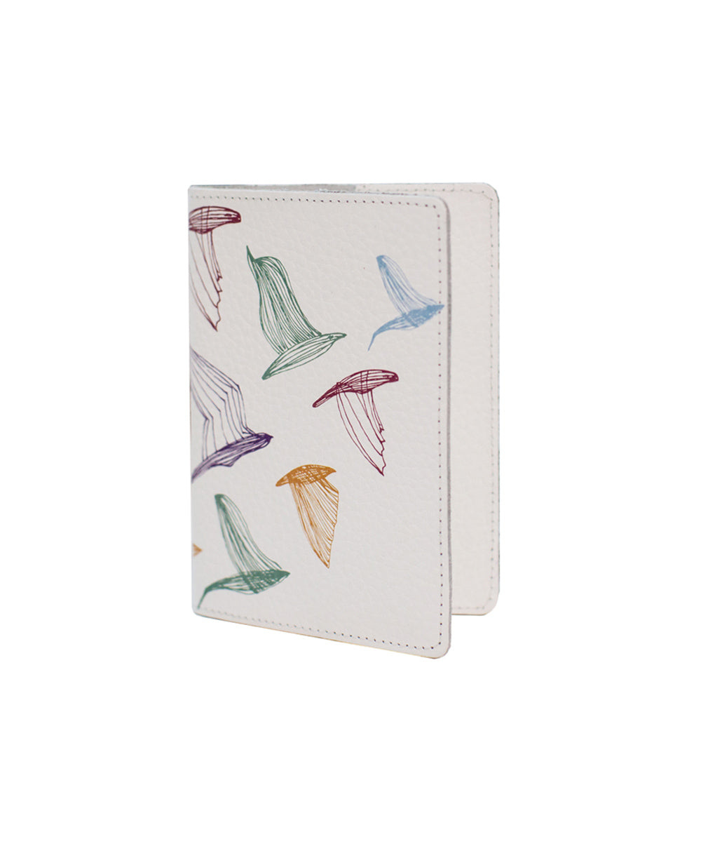 Printed Birds Leather Passport Cover
