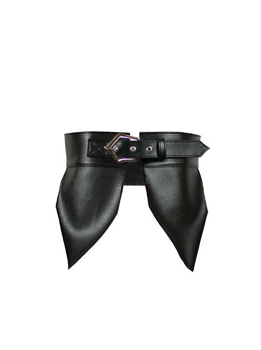 Buckle-detailed Leather Peplum Belt