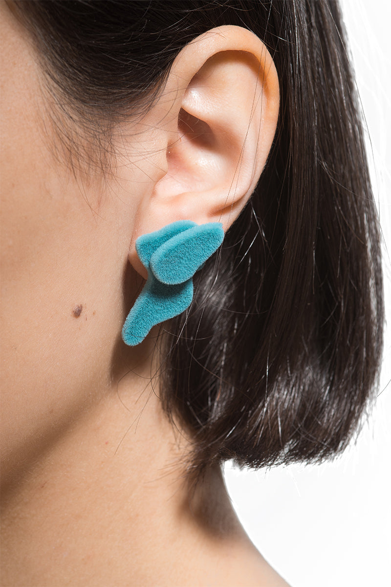 Camouflage Stud Earrings Blue front view