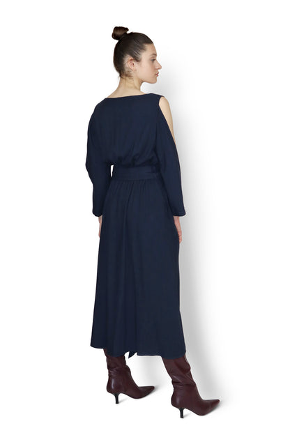 Navy Wrap Dress back view