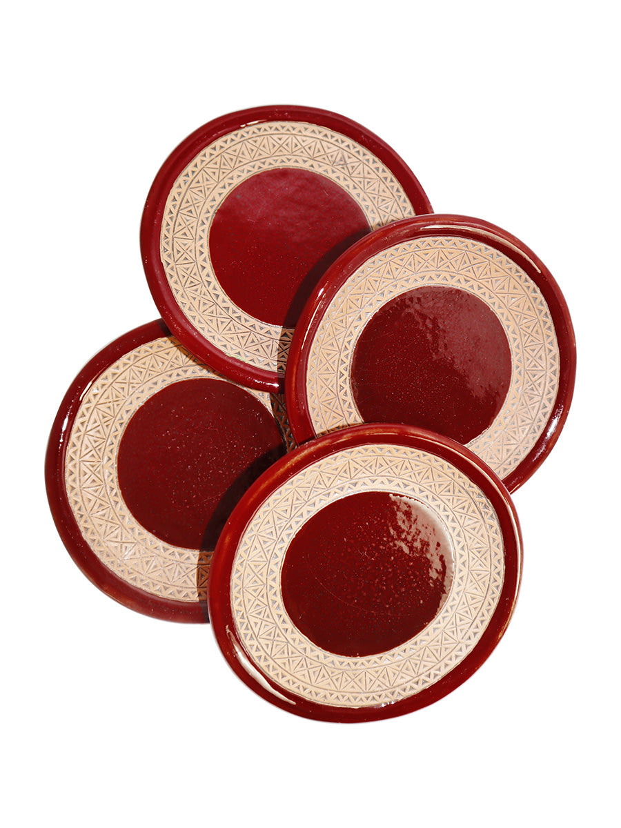 red ceramic plates