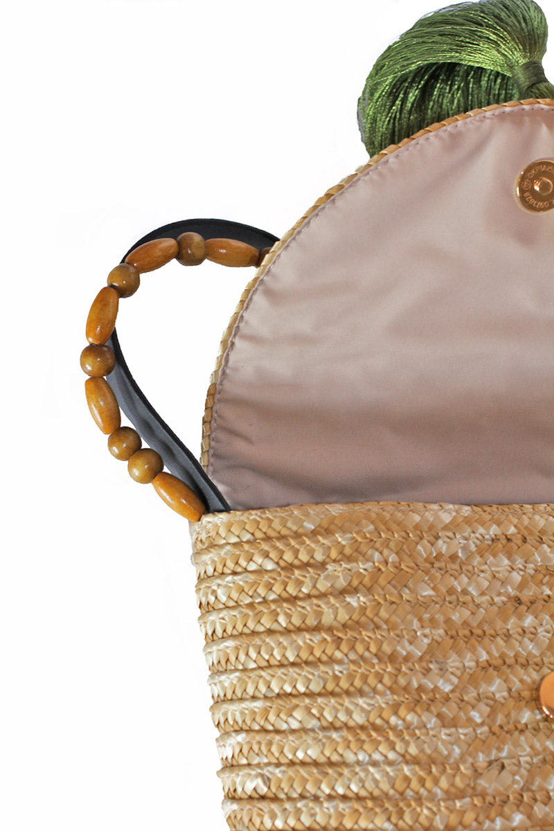 ėSSä Straw Tote Bag with Beads side view