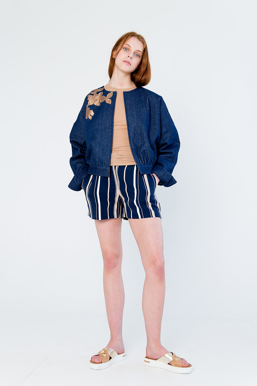 F by Faina Embroidered Bomber front view