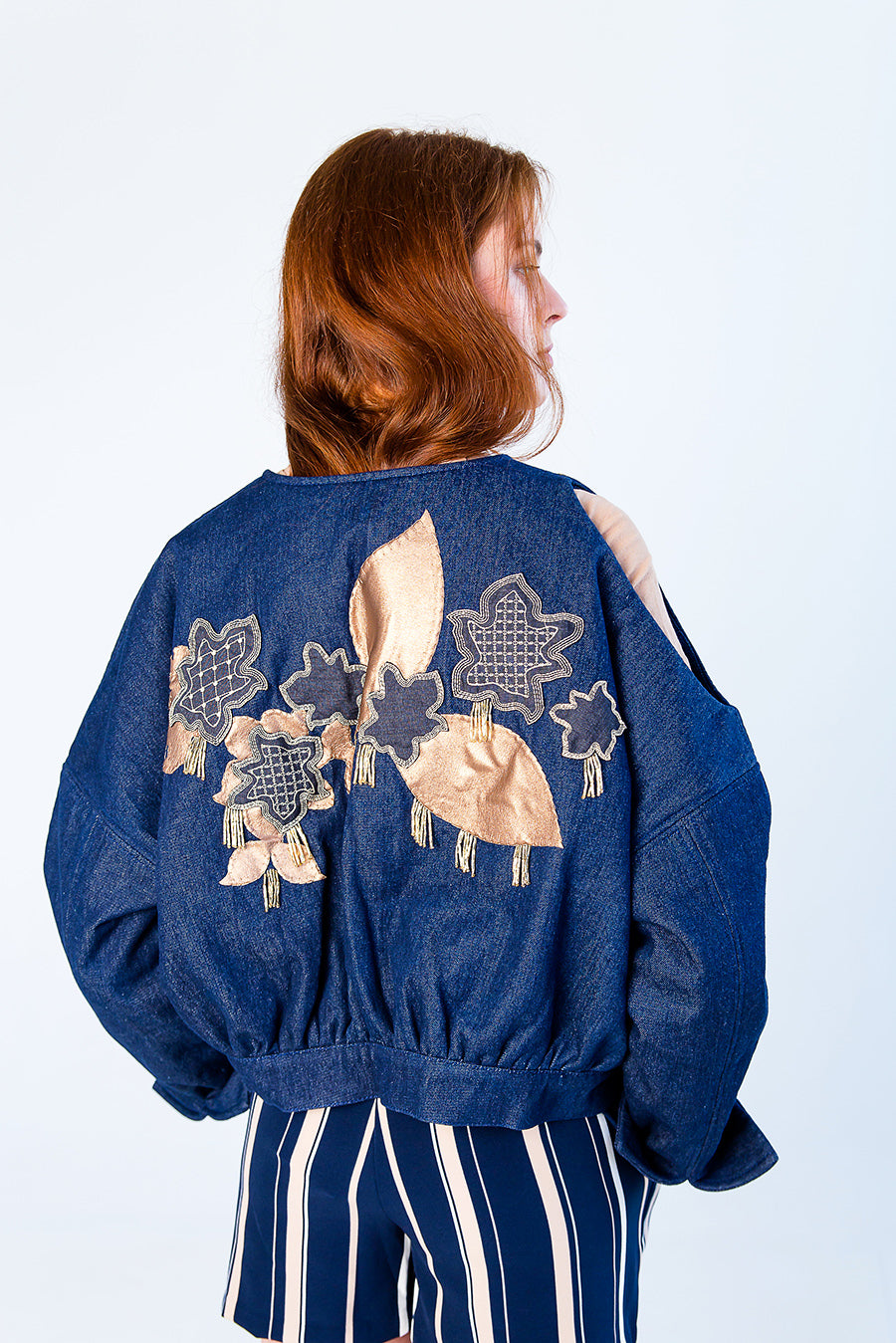 F by Faina Embroidered Bomber back view