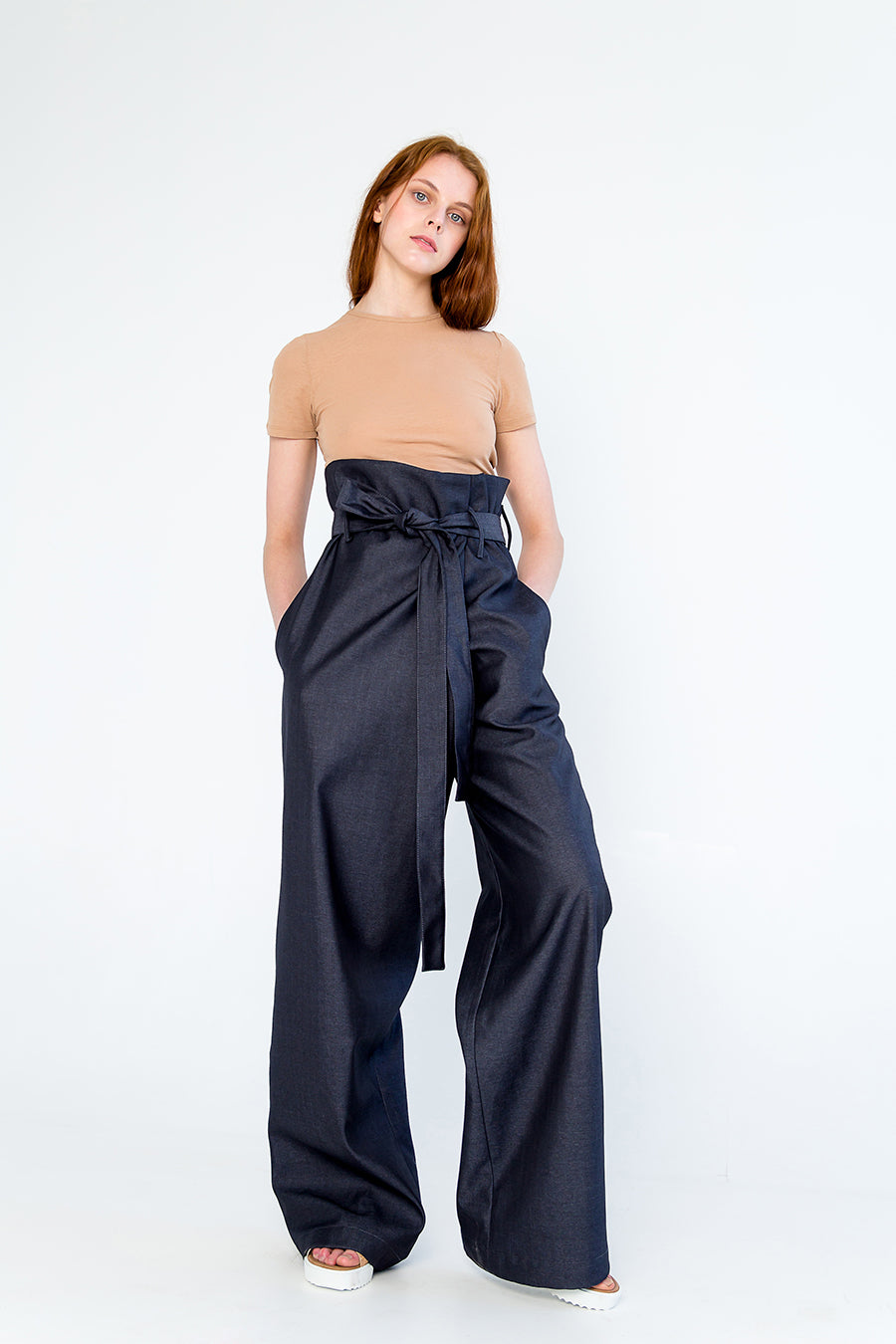 Model Wearing F by Faina Wide-leg Pants