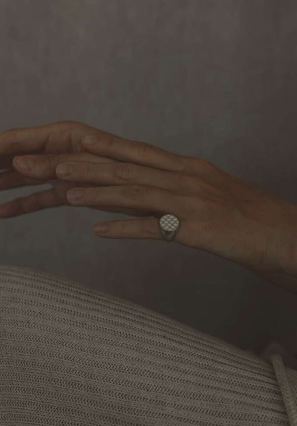 GOÁR Silver Signet Ring on a finger