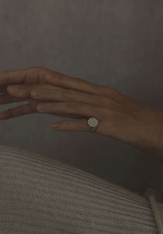 GOÁR Silver Signet Ring on a finger