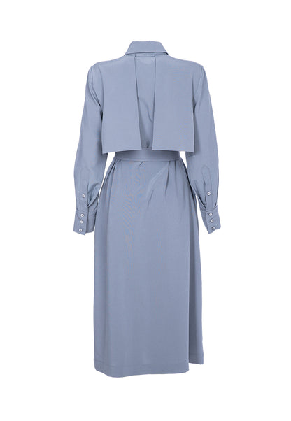 Blue-Gray Shirt Dress back view