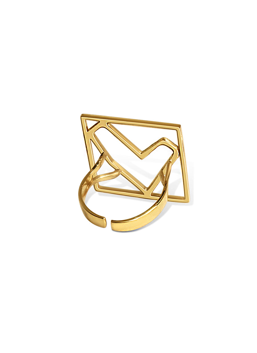 Hearts Framed Gold Plated Ring