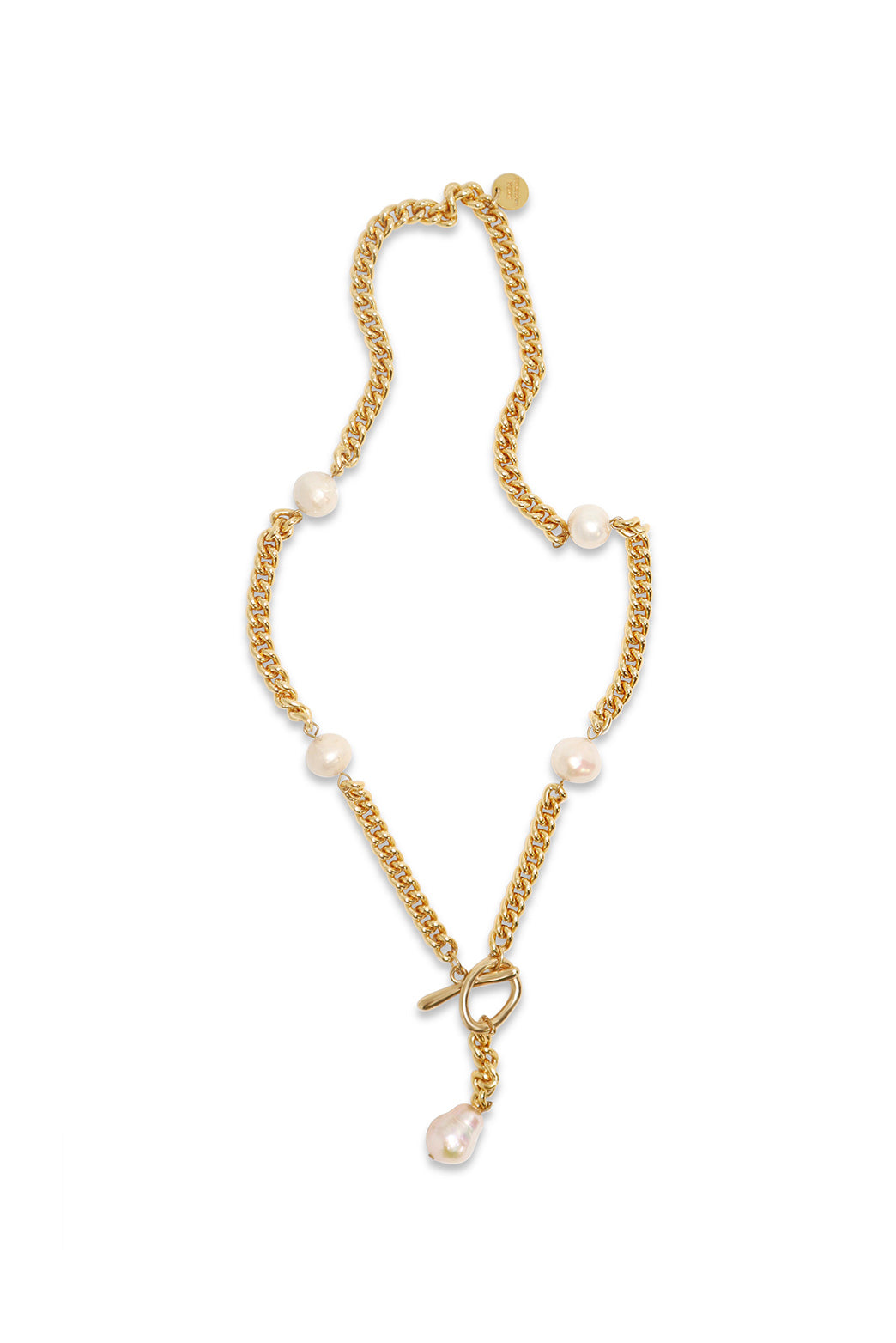 IK Plated Gold Necklace with Pearls