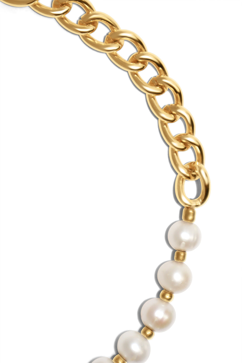 IK Plated Gold Chain & Pearls close view