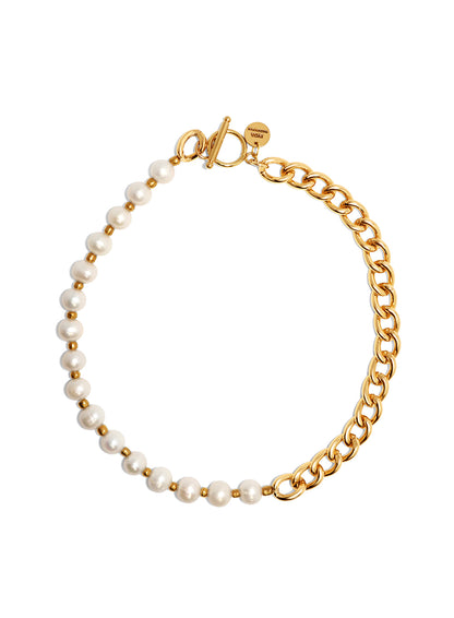 IK Plated Gold Chain & Pearls