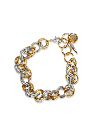 IK Plated Gold Silver Chain Set - Men