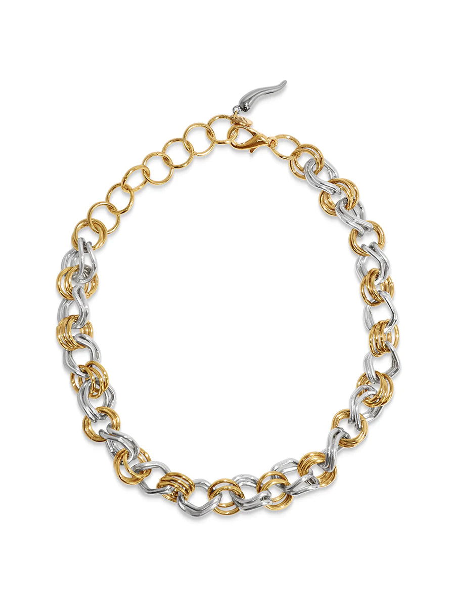IK Plated Gold Silver Chain Set - Men