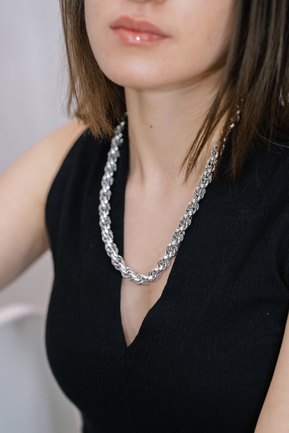 Two Braided Silver Chain