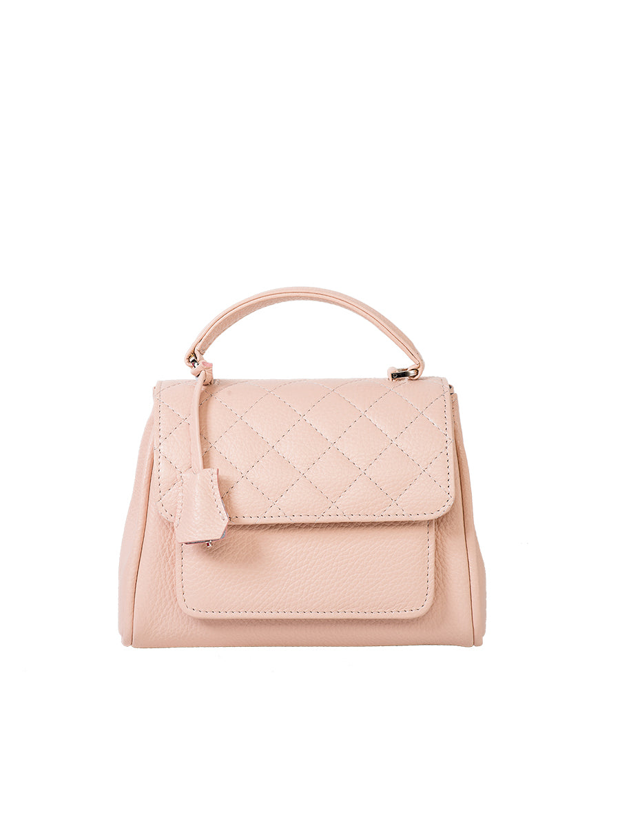 Quilted leather mini handbag - Pastel Pink