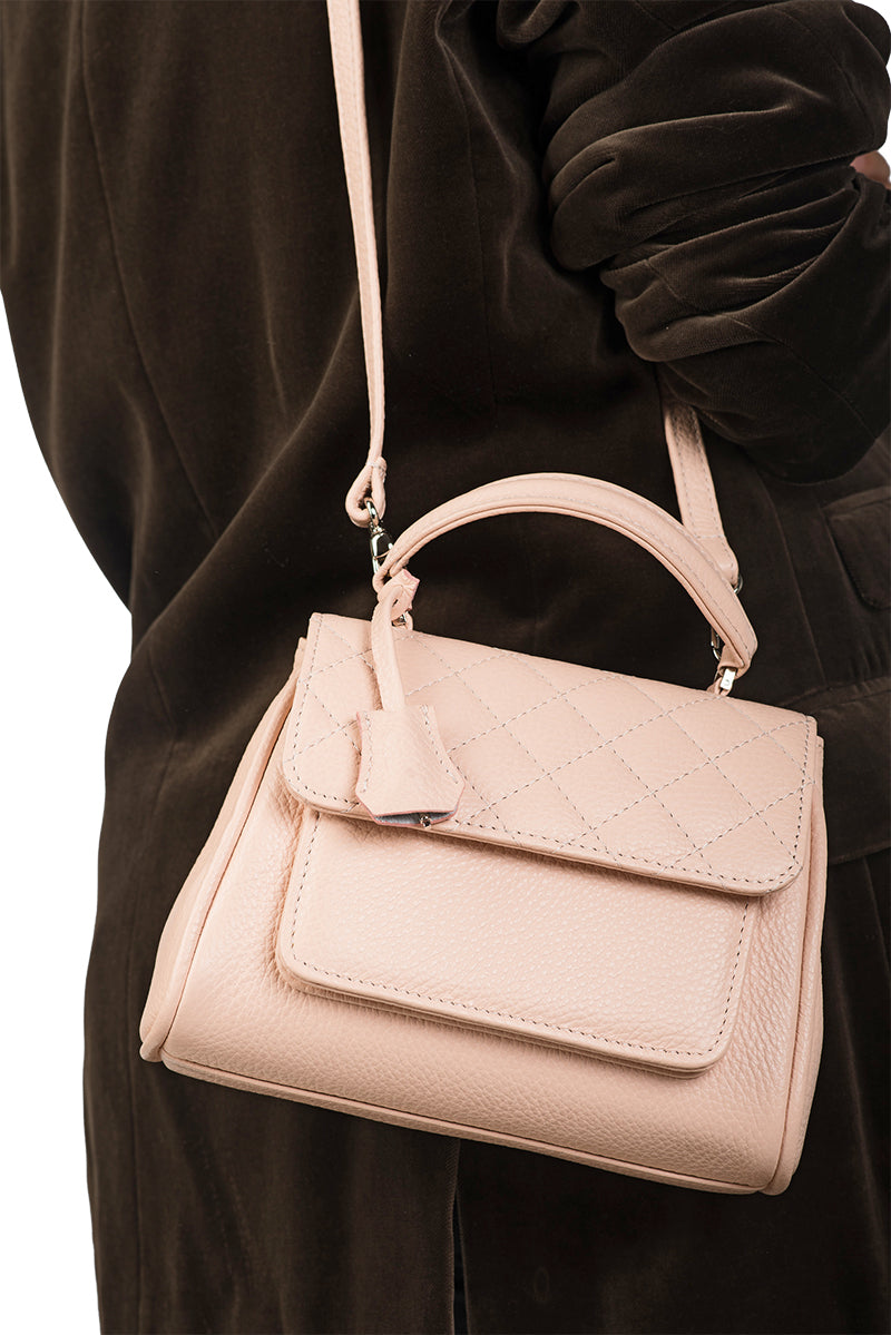 leather mini handbag - pastel pink  