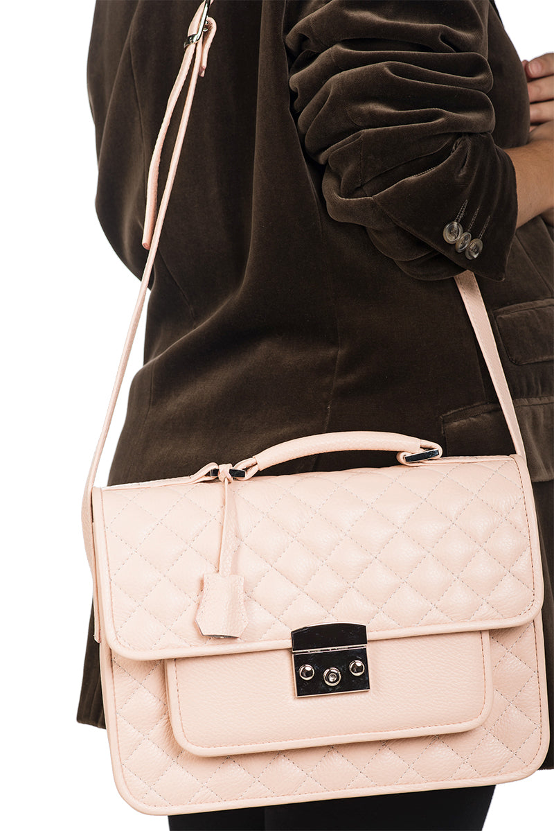 Quilted leather satchel bag by Inga Xavier